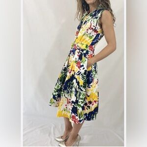 Samantha Sung Colorful Brushstroke Midi Dress